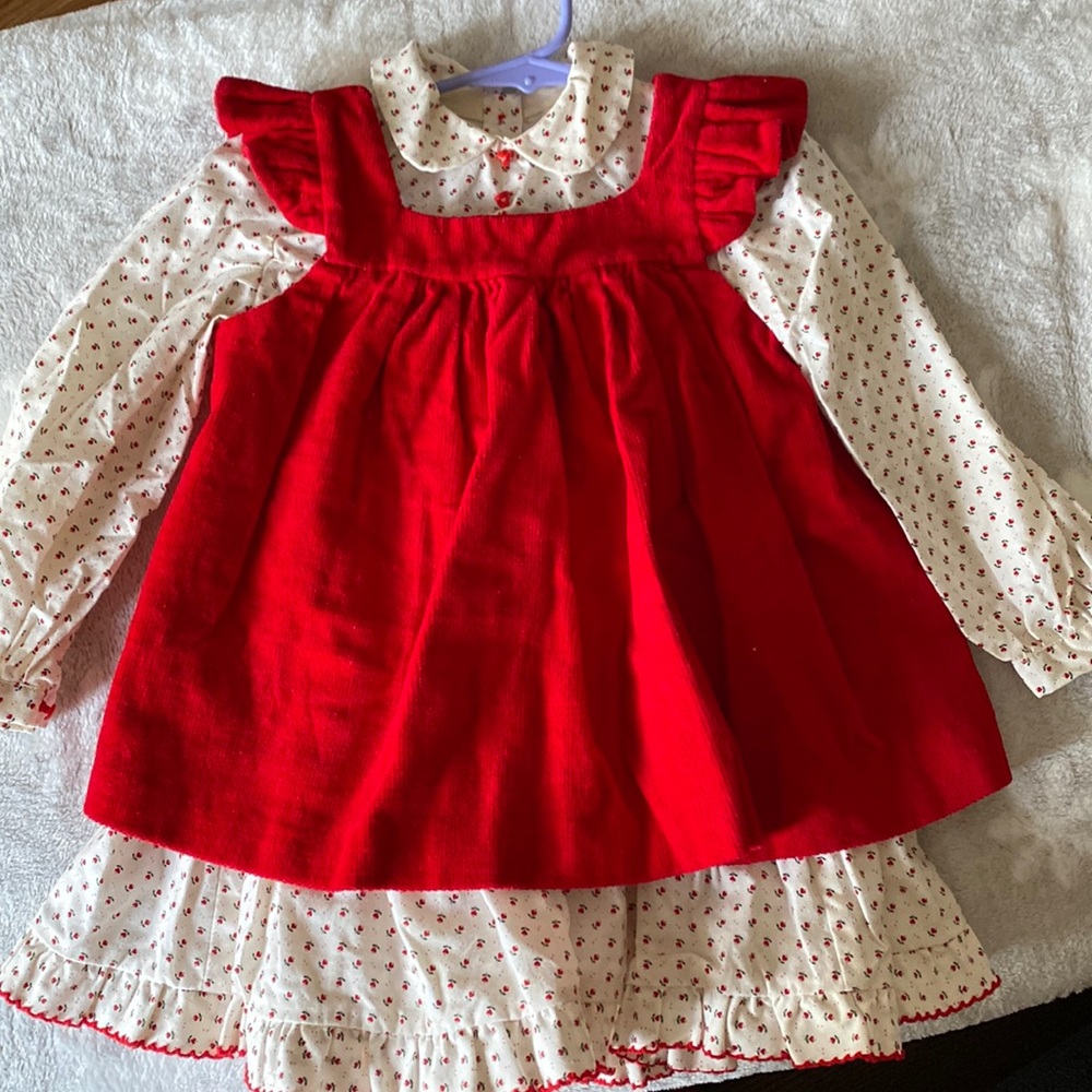 Girls 2 piece dress/ jumper  vintage homemade,